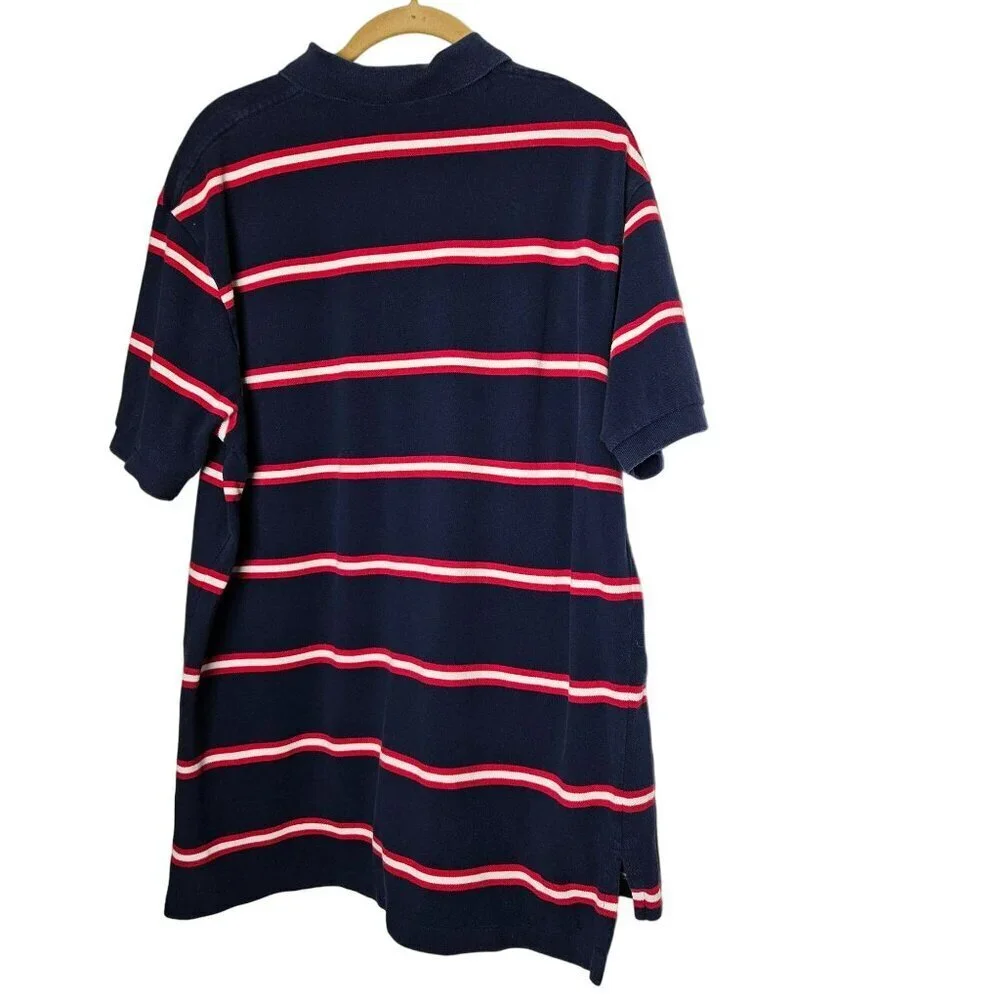 Polo By Ralph Lauren Mens Striped Short Sleeve Polo Shirt XL Blue Red White‎